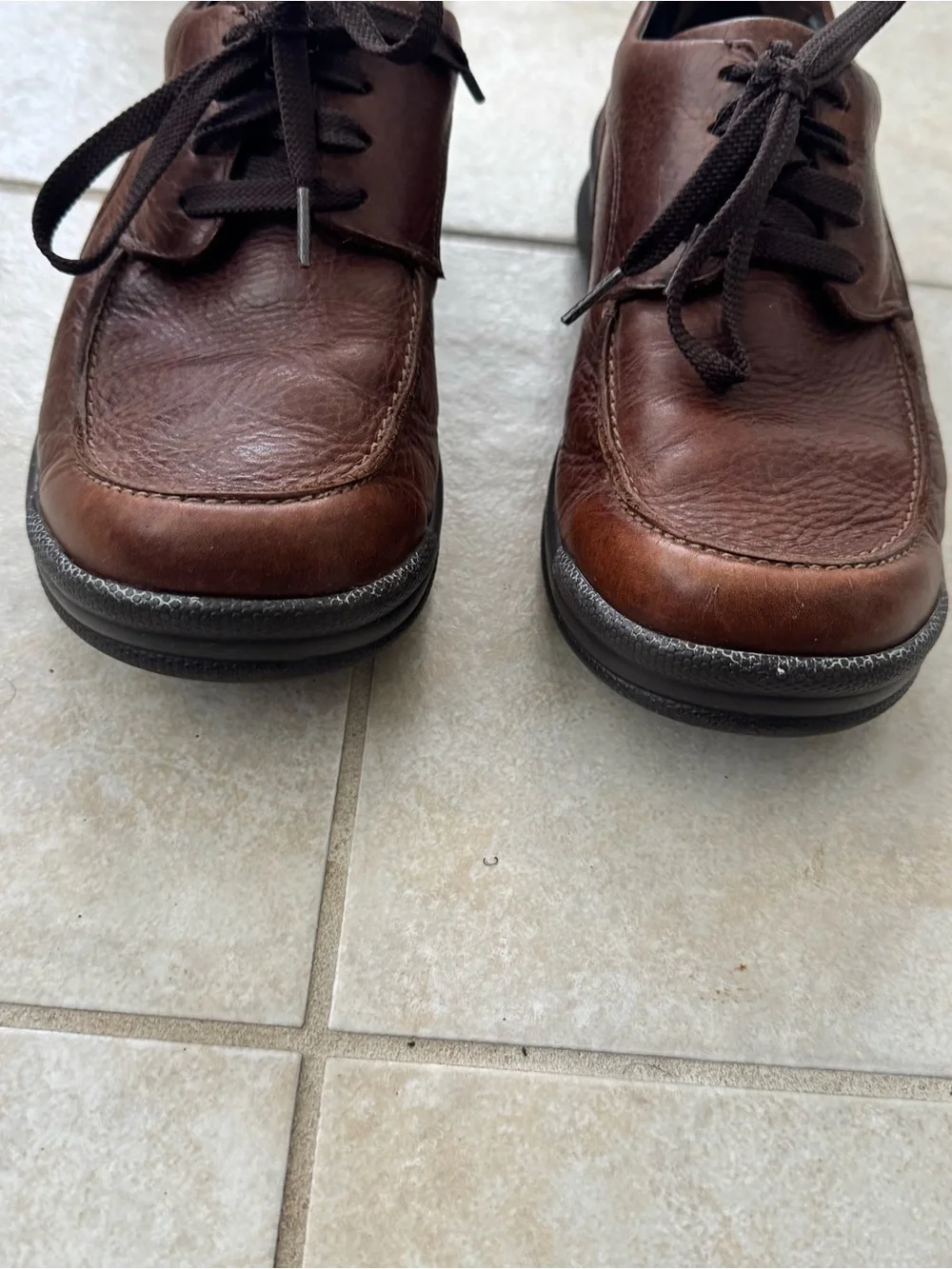 SAS Move On Brown Leather Walking Shoes Mens 7.5 W Lace Up Comfort Made In USA